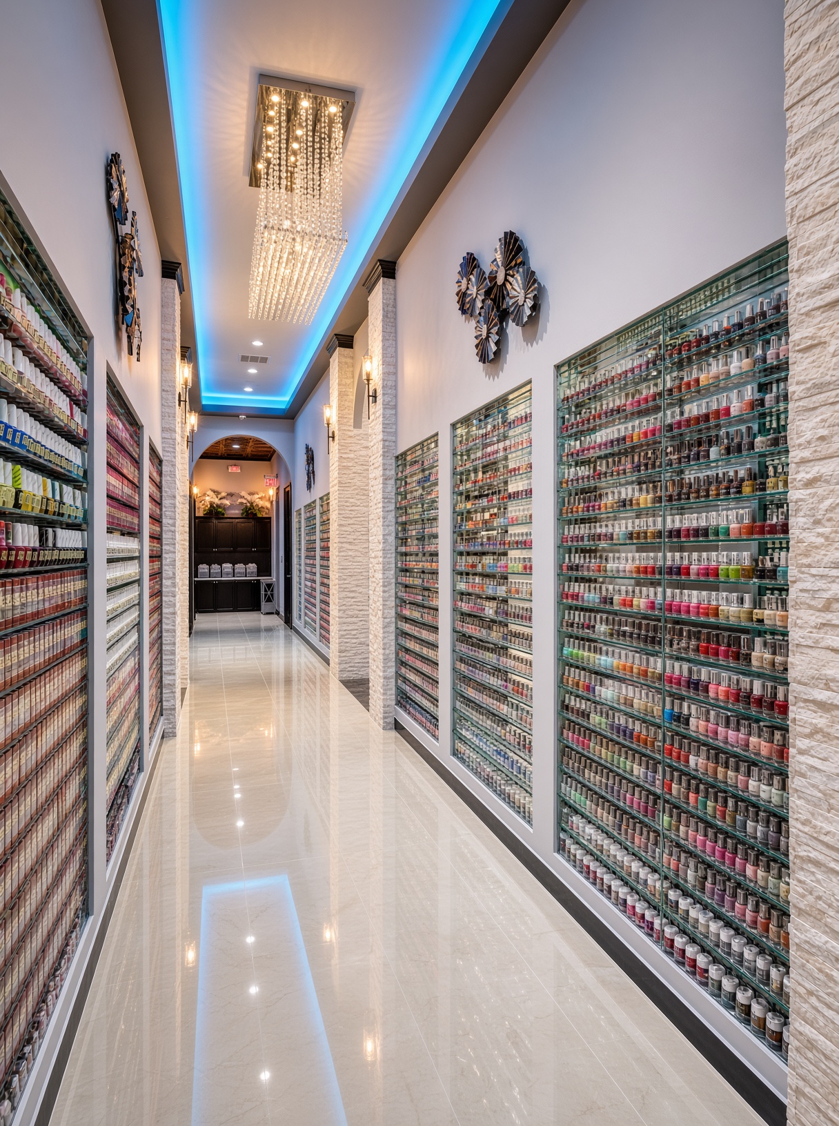 Polish hallway at VIP Nails Sugar Land